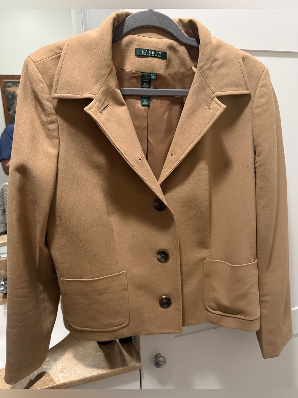 Lauren Ralph Lauren Tan Button-Front Blazer 14